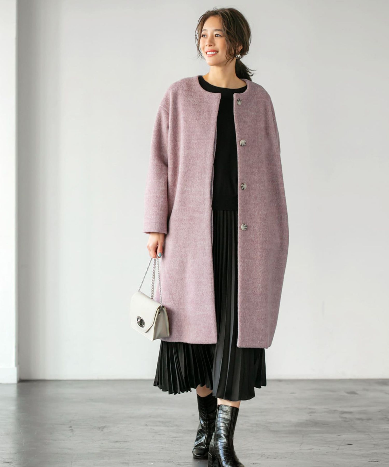STYLEDELI MIXシャギー　コクーンコート スタイルデリ STYLE DELI MIXシャギーノーカラーコクーンコート