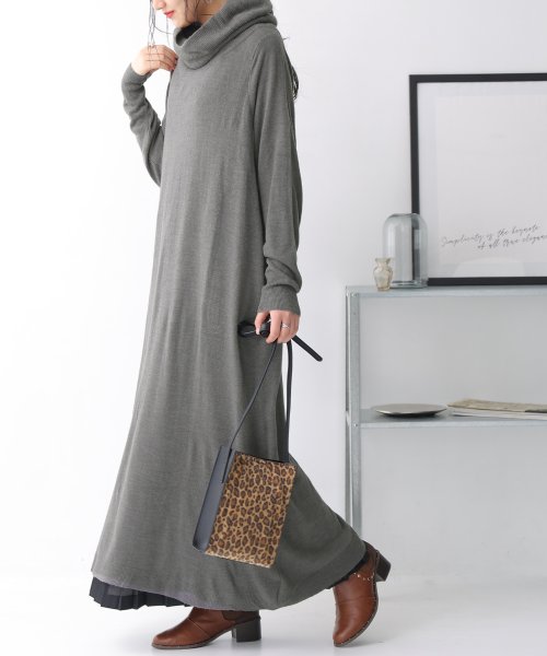 カシミヤタッチタートルニットワンピ オシャレウォーカー Osharewalker D Fashion