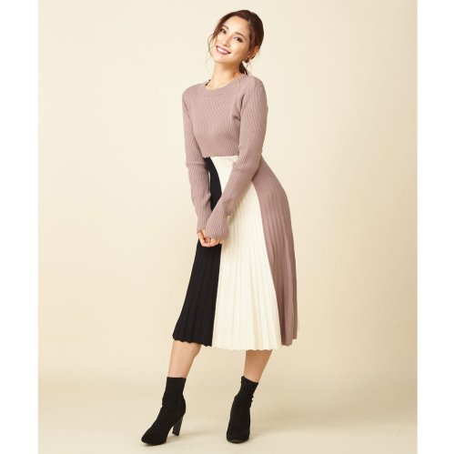 セール 配色ニットフレアワンピース ロイヤルパーティー Royal Party D Fashion