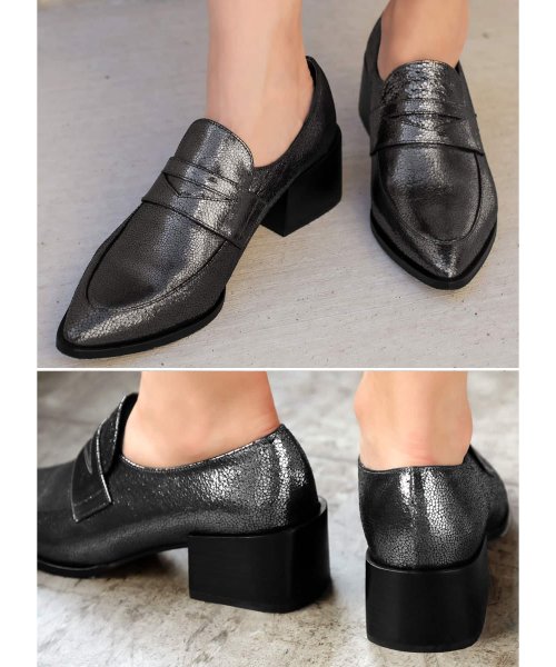 Made In Japan ブロックヒールローファー メタリック 502725923 スタイルデリ Style Deli D Fashion