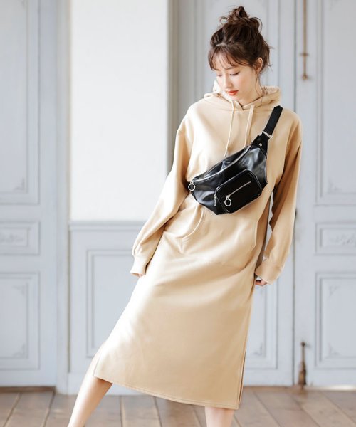 セール 裏毛ロングパーカーワンピース イング Ingni のワンピース