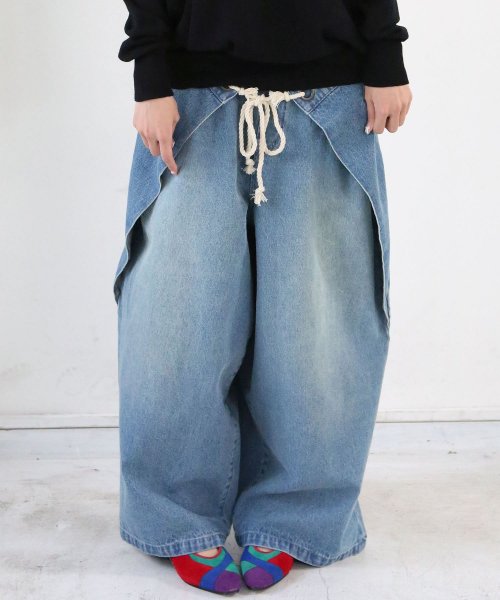 デザインデニムワイドパンツ オシャレウォーカー Osharewalker D Fashion デザインデニムワイドパンツ オシャレウォーカー Osharewalker D Fashion