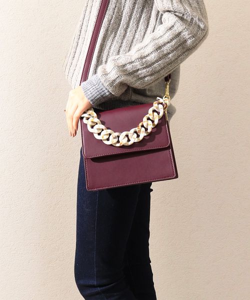 2way】スクエアフラップビッグチェーンミニショルダーバッグ