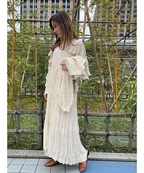 セール ワッシャーフリルロングワンピース スナイデル Snidel の