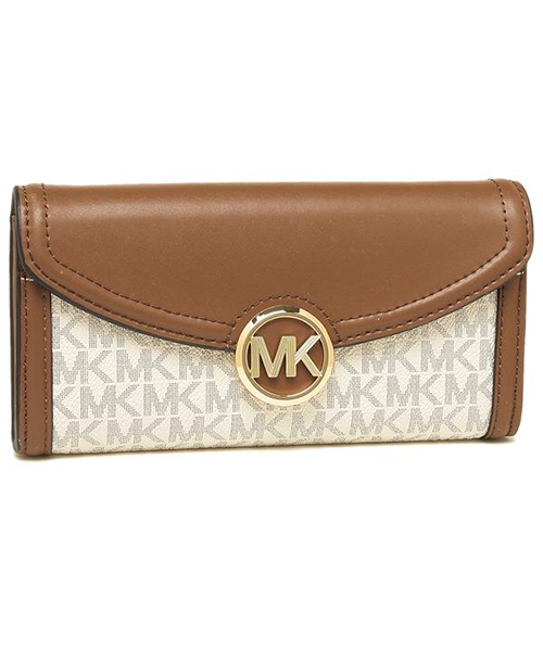 新品☆MICHAEL KORS ホワイト レザー 長財布ファスナー付き小銭入れ×1