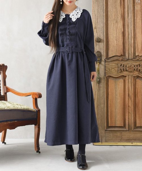 セール ピンタックデザインレース衿クラシカルワンピース オシャレウォーカー Osharewalker D Fashion セール ピンタックデザインレース衿クラシカルワンピース オシャレウォーカー Osharewalker D Fashion