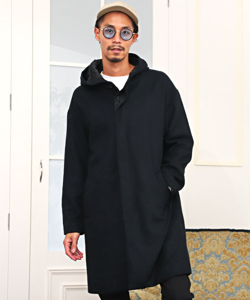 ラグスタイル LUXSTYLE ウールフーデッドコート/ロングコート ラグスタイル LUXSTYLE ウールフーデッドコート/ロングコート