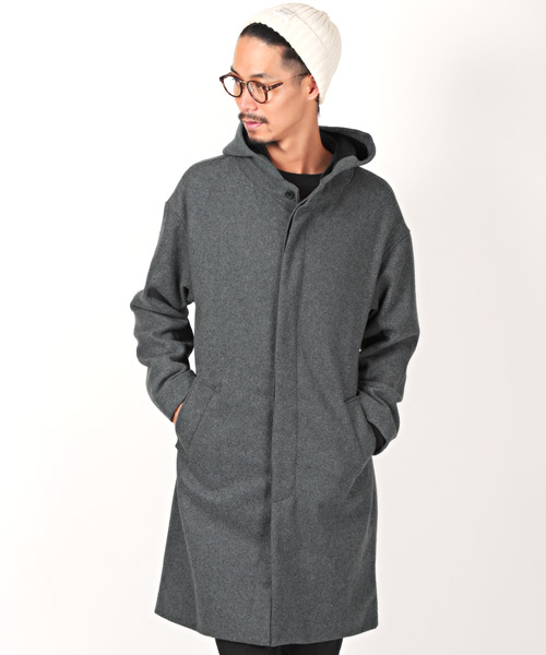 ラグスタイル LUXSTYLE ウールフーデッドコート/ロングコート