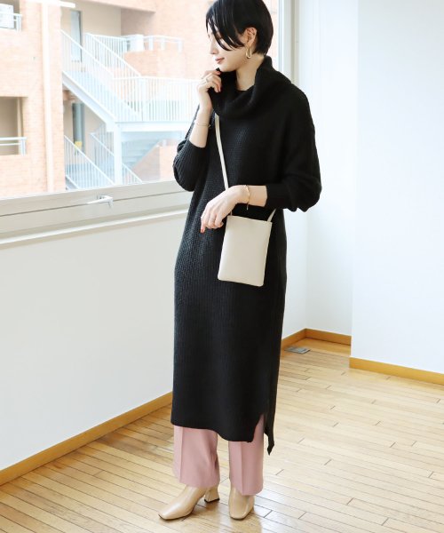 Etoile Signe オフタートル片畦編み長袖ニットワンピース アンドミー And Me D Fashion