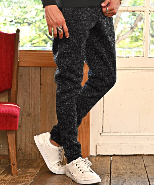 セール メランジフリースパンツ ジョガーパンツ メンズ フリース メランジ ニット 裏起毛 ラグスタイル Luxstyle D Fashion