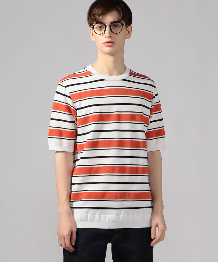 極美品 TOMORROWLAND TRICOT ボーダー ニットTシャツ セール】 TOMORROWLAND TRICOT レジメンタルボーダー ニットT