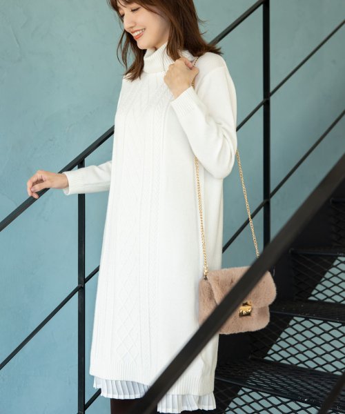 インナーキャミソール付きタートルネックニットワンピース トッコクローゼット Tocco Closet D Fashion インナーキャミソール付きタートルネックニットワンピース トッコクローゼット Tocco Closet D Fashion