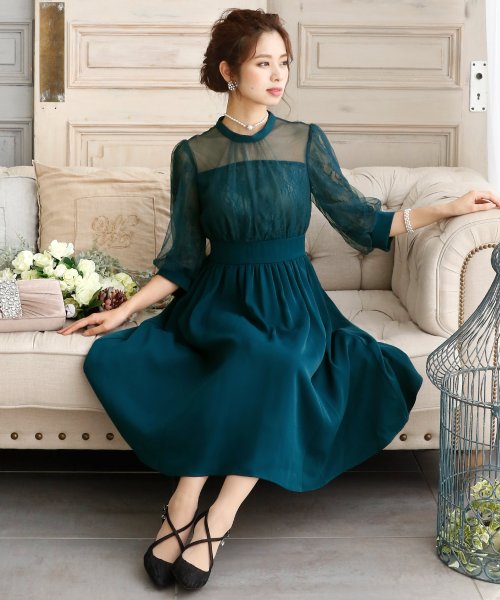 セール レース チュールエレガントドレス 結婚式 お呼ばれワンピース パーティードレス プールヴー Pourvous D Fashion