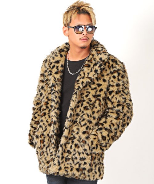 フェイクファージャケット ジャケット ファーコート メンズ 豹柄 Bitter ビター系 秋 冬 ラグスタイル Luxstyle D Fashion