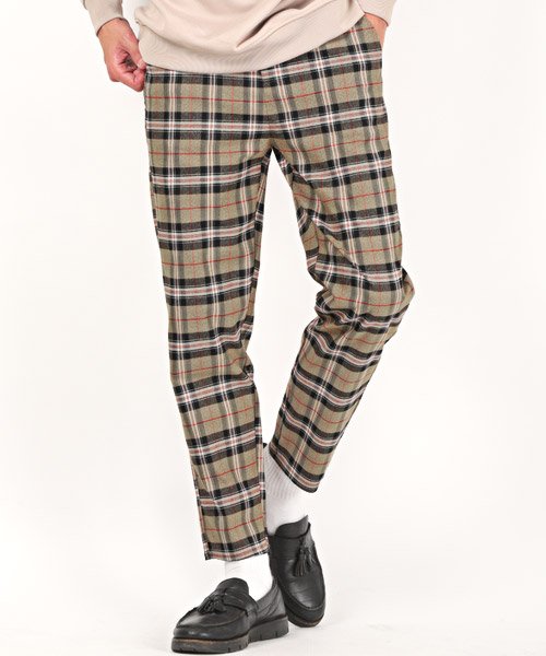 チェックアンクルパンツ チェックパンツ メンズ テーパードパンツ チェック柄 Bitter ビター系 ラグスタイル Luxstyle D Fashion