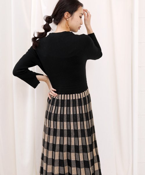 セール チェック柄ジャガードニットワンピース ブージュルード Bou Jeloud D Fashion