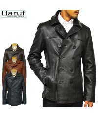 Haruf/ハルフ Haruf ピーコート レザーコート メンズ 本革 革ジャン レザージャケット ミリタリーコート pコート 本革コート ダブルライダースジャケット TQ/502837977