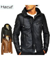 Haruf/ハルフ Haruf レザージャケット ライダースジャケット 革ジャン メンズ 本革 フード パーカー ラムレザー オイルレザー 皮ジャン シンプル TQPUSA/502837978