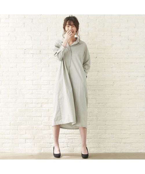 セール ウィメンズシャツ 八分袖 オープン衿タックシャツワンピース グレージュ ノクト Nokto D Fashion セール ウィメンズシャツ 八分袖 オープン衿タックシャツワンピース グレージュ ノクト Nokto D Fashion