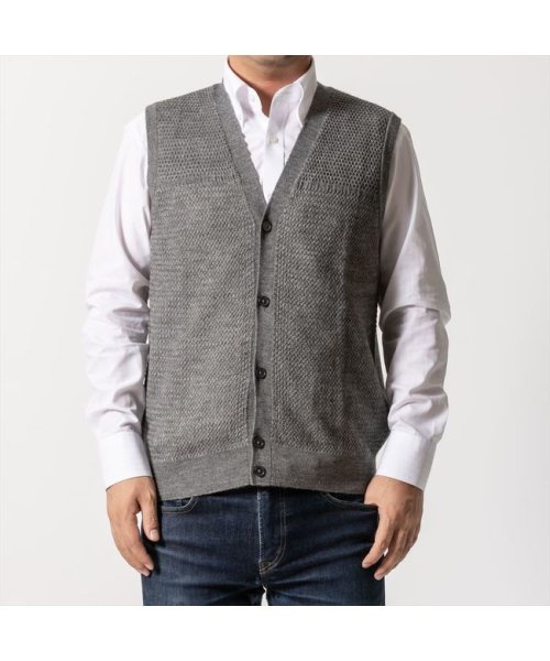 セール メンズニット vネック 前開き ベスト ライトグレー系 ブリックハウス Brickhouse D Fashion セール メンズニット vネック 前開き ベスト ライトグレー系 ブリックハウス Brickhouse D Fashion