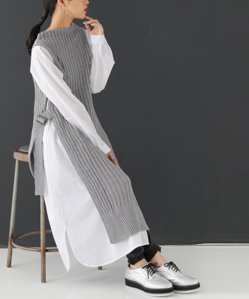 N Orシャツドッキングニットワンピース オシャレウォーカー