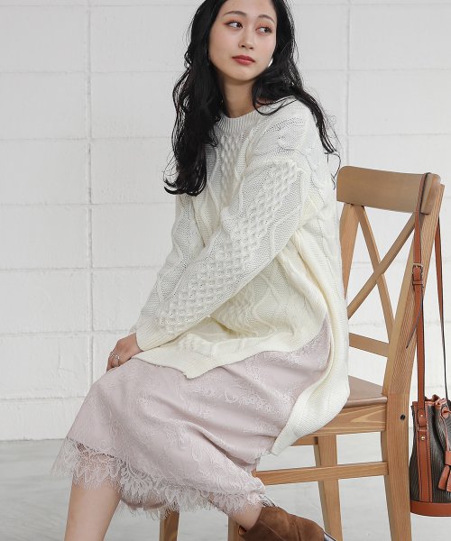 セール ケーブルニット レースワンピース ブージュルード Bou Jeloud のワンピース通販 D Fashion セール ケーブルニット レースワンピース ブージュルード Bou Jeloud のワンピース通販 D Fashion