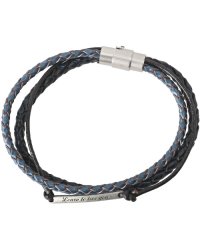 LUXSTYLE/プレートチャーム編み込みブレスレット/ブレスレット メンズ 編み込み PUレザー プレート 刻印/502883120