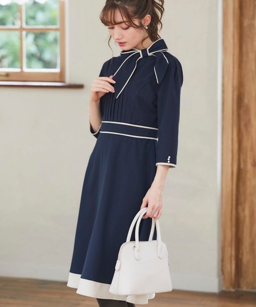 クーポン開催中 セール 50 Off 配色ライン入りボウタイりぼんワンピース トッコクローゼット Tocco Closet D Fashion