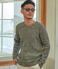 CavariA/キャバリア CavariA CavariA ラーベン編みクルーネック長袖コットンニットソー/500739133
