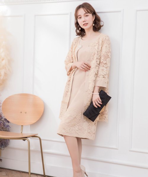 セール 裾レースノースリーブワンピースと総レースカーディガンフォーマル2点セット 502 ドレス スター Dress Star D Fashion