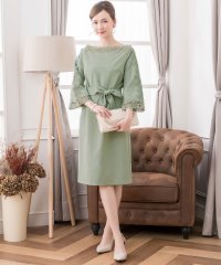 DRESS+/ドレスプラス DRESS+ レース7分袖＆デコルテ刺繍ワンピースドレス・結婚式ワンピース・お呼ばれパーティードレス/502882475