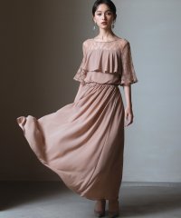 DRESS+/胸元フリルのレースドレス・結婚式ワンピース・お呼ばれパーティードレス/502882484