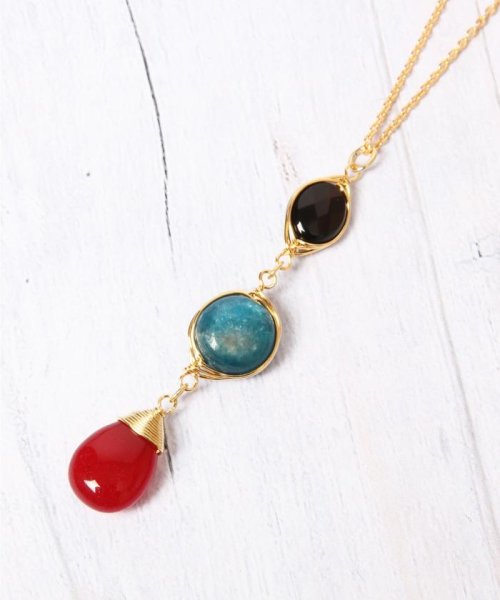 K14gf 3石つらねレッドジェイドネックレス ワイスチャーム Wythecharm D Fashion