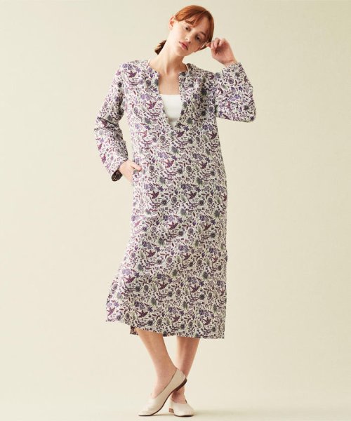 セール リネンシルクプリント キーネックワンピース Souleiado Souleiado D Fashion セール リネンシルクプリント キーネックワンピース Souleiado Souleiado D Fashion