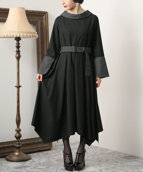 バイカラーイレヘムフレアワンピース オシャレウォーカー Osharewalker D Fashion
