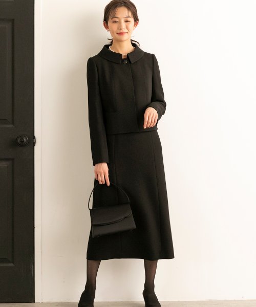 喪服 礼服 ステンカラージャケット タイトロングワンピース ブラックフォーマルセットアップスーツ フォルムフォルマ Form Forma D Fashion