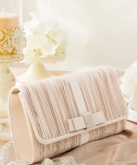 DRESS+/ドレスプラス DRESS+ 【結婚式・お呼ばれに使えるパーティーバッグ】ビジューラディアルサテンプリーツクラッチバッグ/502907833