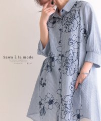 Sawa a la mode/巻き散る花たちロングシャツ/502917153