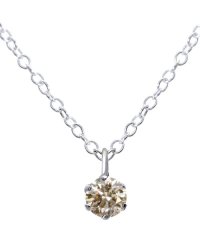 JEWELRY SELECTION/Pt900 プラチナ6本爪 シャンパンカラー天然ダイヤモンド 0.08ct 一粒ネックレス SVチェーン/502917776