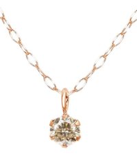 JEWELRY SELECTION/魅惑のシャンパンカラーから輝く★K10PG 天然ダイヤモンド 0.1ct シャンパンカラー 6本爪ネックレス/502917780