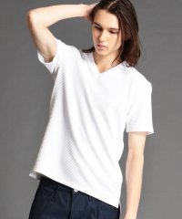 MONSIEUR NICOLE/タックボーダー柄VネックTシャツ/502891573