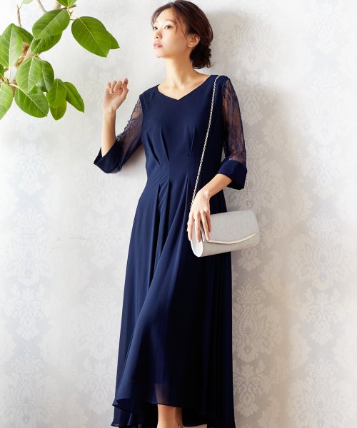 セール ロング丈七分袖袖レースフィッシュテールワンピースドレス ヴィータフェリーチェ Vitafelice D Fashion セール ロング丈七分袖袖レースフィッシュテールワンピースドレス ヴィータフェリーチェ Vitafelice D Fashion