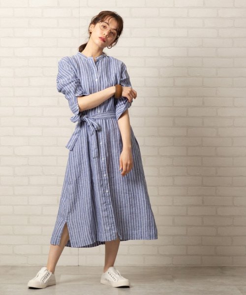 セール 50 Off フレンチリネンストライプバンドカラーシャツワンピース コーエン Coen D Fashion セール 50 Off フレンチリネンストライプバンドカラーシャツワンピース コーエン Coen D Fashion