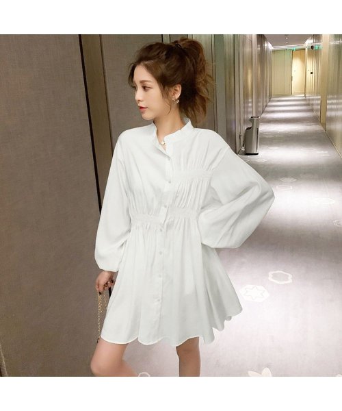 セール48 Off ウエストマーク シャツワンピース レディース チュニックワンピ 白 ミニワンピース 春夏長袖 シャツブラウス ミニミニストア Miniministore D Fashion
