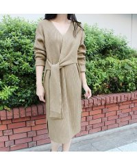 MODE ROBE/カシュクールリボンニットワンピース/502964688