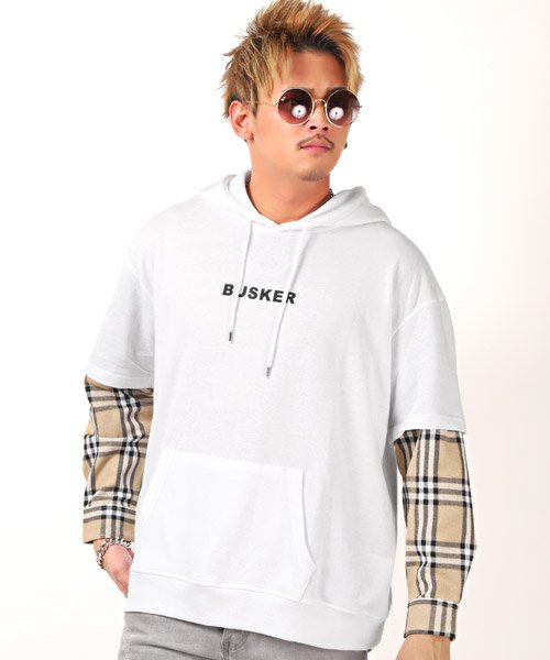 タイムセール15 Off レイヤードチェック柄パーカー パーカー メンズ ビッグシルエット フェイクレイヤード ラグスタイル Luxstyle D Fashion