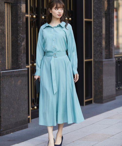 パール釦シャツ×ベルト付きフレアスカートのセットアップ(502953863) トッコクローゼットリュクス(tocco closet luxe) d fashion tocco パールつきテーパードパンツ