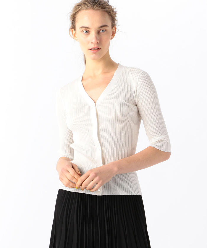 セール 30%OFF】マーセライズドコットンリブ Vネック