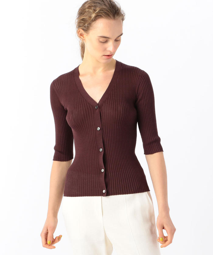 セール 30%OFF】マーセライズドコットンリブ Vネック