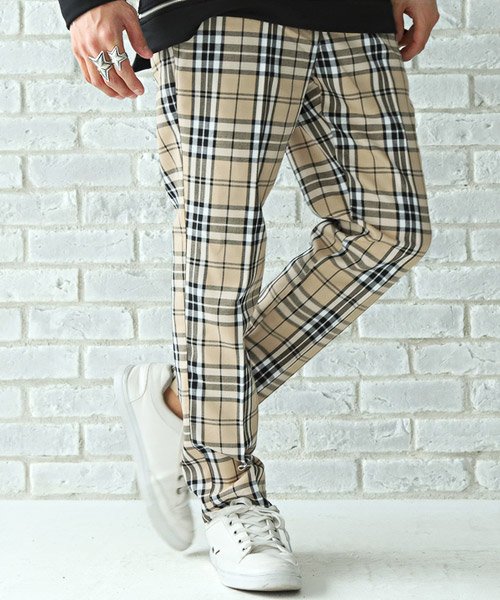 セール トラウザーパンツ トラウザーパンツ メンズ チェックパンツ アンクル丈 ラグスタイル Luxstyle D Fashion